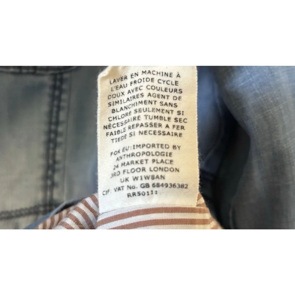 Anthropology Marrakech Denim Lyocell Utility Jacket XS Blue Jean Pockets Boho
